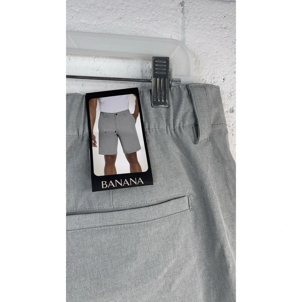 New Banana Republic Comfort Flat Front Shorts Mens 34 Gray Stretch